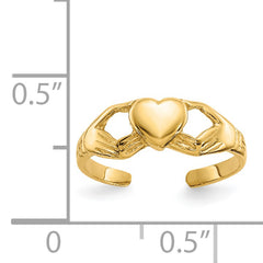 14k Polished Claddagh Toe Ring