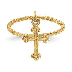 14k Cross Dangle Twisted Band Child's Ring