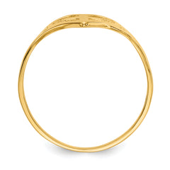 14k Polished Heart With Cross Ring