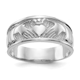 14k White Gold Ladies Polished Claddagh Band