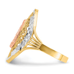 14K Two-tone WithWhite Rhodium Filigree Guadalupe Ring