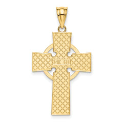 14K Gold Celtic Cross Pendant with Polished Finish and Solid Design