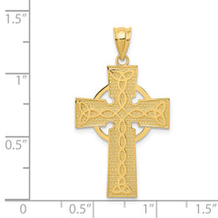 14K Gold Celtic Cross Pendant with Polished Finish and Solid Design