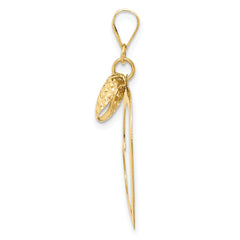 14K Gold Polished 3D Heart Pendant with Diamond-Cut Detail
