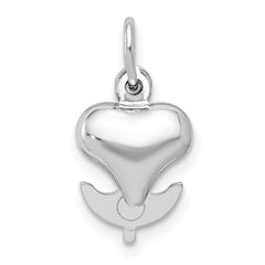 14K White Gold 3D Heart, Cross, and Anchor Pendant with Polished Rhodium Finish