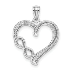 14K White Gold Infinity Heart Pendant with Polished Rhodium Finish