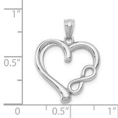 14K White Gold Infinity Heart Pendant with Polished Rhodium Finish