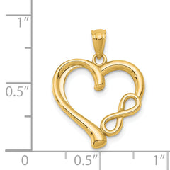 14K Gold Polished Infinity Heart Pendant with Timeless Design