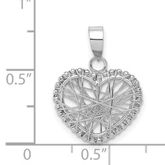 14K White Gold Open Wire Heart Pendant with Polished Finish