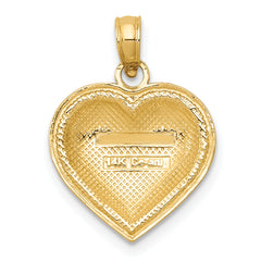 14K Gold Polished Domed Heart Pendant Elegant Casted Design by Sophia Jewelers
