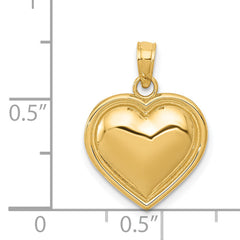 14K Gold Polished Domed Heart Pendant Elegant Casted Design by Sophia Jewelers