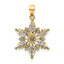 14k Two-tone Polished and Textured 2 Level Snowflake Pendant