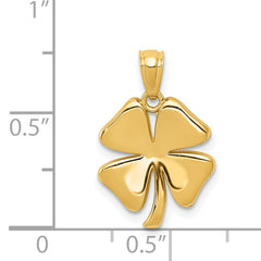 14K Gold Polished 4 Leaf Clover Pendant for Men Solid, Casted Finish