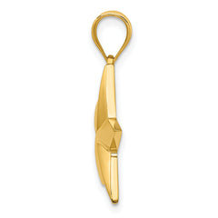 14K Gold Polished Star Pendant with Solid Concave Design