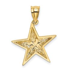 14K Gold Polished Star Pendant with Solid Concave Design