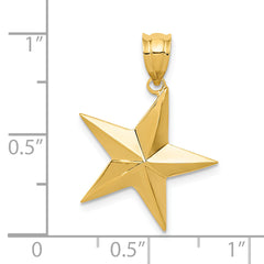 14K Gold Polished Star Pendant with Solid Concave Design