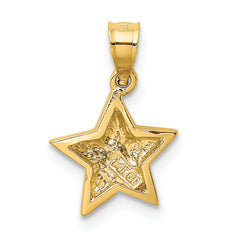 14K Gold Polished Small Star Pendant with Solid Cast Design