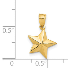 14K Gold Polished Small Star Pendant with Solid Cast Design