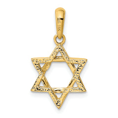 14K Gold Star of David Pendant with Closed Back Design Elegant and Timeless