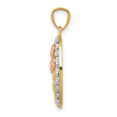 14K Yellow and Rose Gold Pendant with White Rhodium Accents Two-Tone Elegance