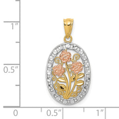 14K Yellow and Rose Gold Pendant with White Rhodium Accents Two-Tone Elegance