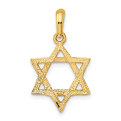 14K Gold Star of David Pendant with Polished Finish Elegant Religious Charm