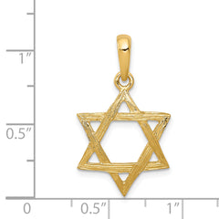 14K Gold Star of David Pendant with Polished Finish Elegant Religious Charm