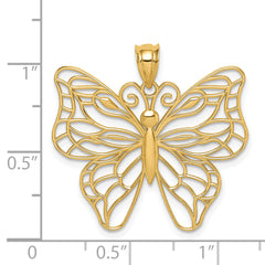 14K Gold Polished Large Butterfly Pendant with Open Back Design