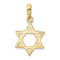 14K Gold Star of David Pendant with Polished Flat Back Elegant Design