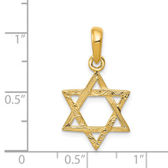 14K Gold Star of David Pendant with Polished Flat Back Elegant Design