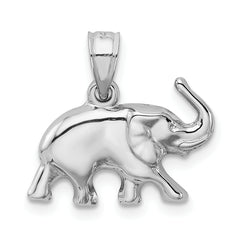 14K White Gold Polished Elephant Pendant for Men Elegant and Themed Design