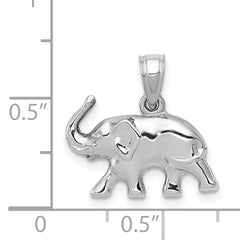 14K White Gold Polished Elephant Pendant for Men Elegant and Themed Design