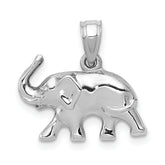 14k White Gold 3D Polished Elephant Pendant