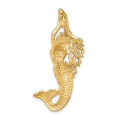 14K Gold Mermaid Chain Slide Pendant with Polished and Textured Finish