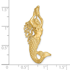 14K Gold Mermaid Chain Slide Pendant with Polished and Textured Finish
