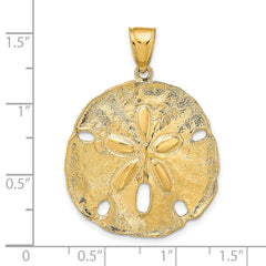 14K Gold Sand Dollar Pendant for Men with Polished Textured Finish