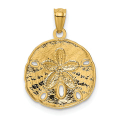 14K Gold Polished Sand Dollar Pendant for Men Elegant Solid Design