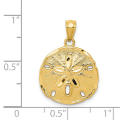 14K Gold Polished Sand Dollar Pendant for Men Elegant Solid Design