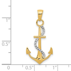 14K Two-Tone Gold Anchor with Rope Pendant for Men Polished & Solid Design