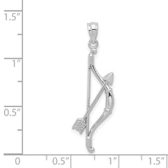 14K White Gold Bow and Arrow Pendant with Polished Textured Finish