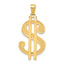 14K Gold Polished and Textured Dollar Sign Pendant