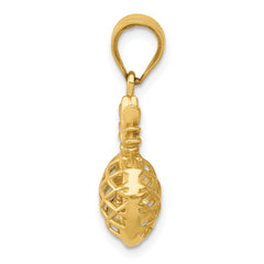 14K Gold Polished 3D Pineapple Pendant with Textured Design