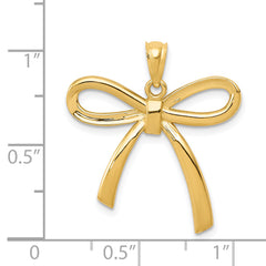 14K Gold Polished Ribbon Bow Pendant Elegant Casted Design by Sophia Jewelers