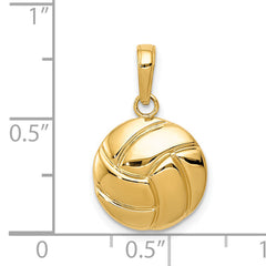 14K Gold Polished Volleyball Pendant for Men Solid Textured Design by Sophia Jewelers