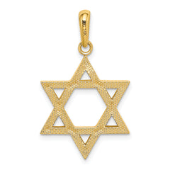 14K Gold Star of David Pendant with Closed Back Elegant Design 33mm