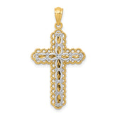 14K Two-tone Gold Polished 2 Level Cross Pendant