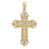 14K Polished Large Rope Frame Filigree Cross Pendant
