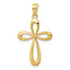 14k Gold Polished Ribbon Cross Pendant