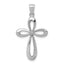 14k White Gold Polished Ribbon Cross Pendant