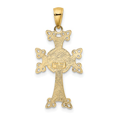 14K Gold Armenian Cross Pendant with Polished and Textured Finish